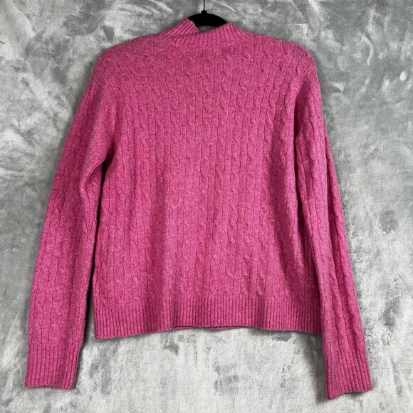 J. Crew Womens Pullover Sweater Size Medium Cable Knit Pink Cottage Core - Picture 4 of 10